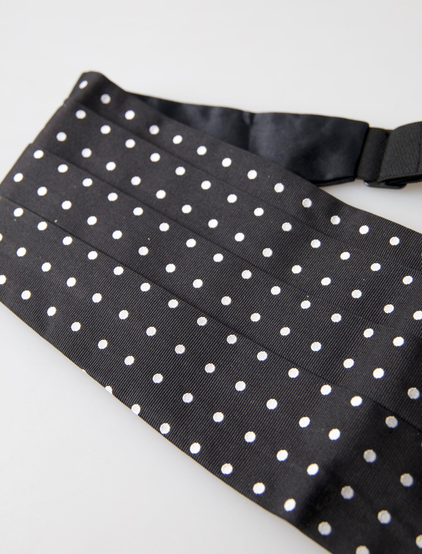 Dolce & Gabbana Black Silk Polka Waist Tuxedo Belt Cummerbund Dolce & Gabbana