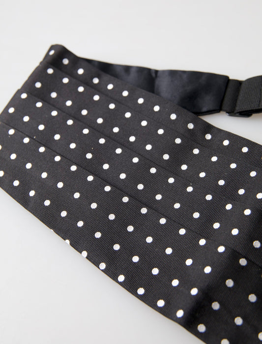 Dolce & Gabbana Black Silk Polka Waist Tuxedo Belt Cummerbund Dolce & Gabbana