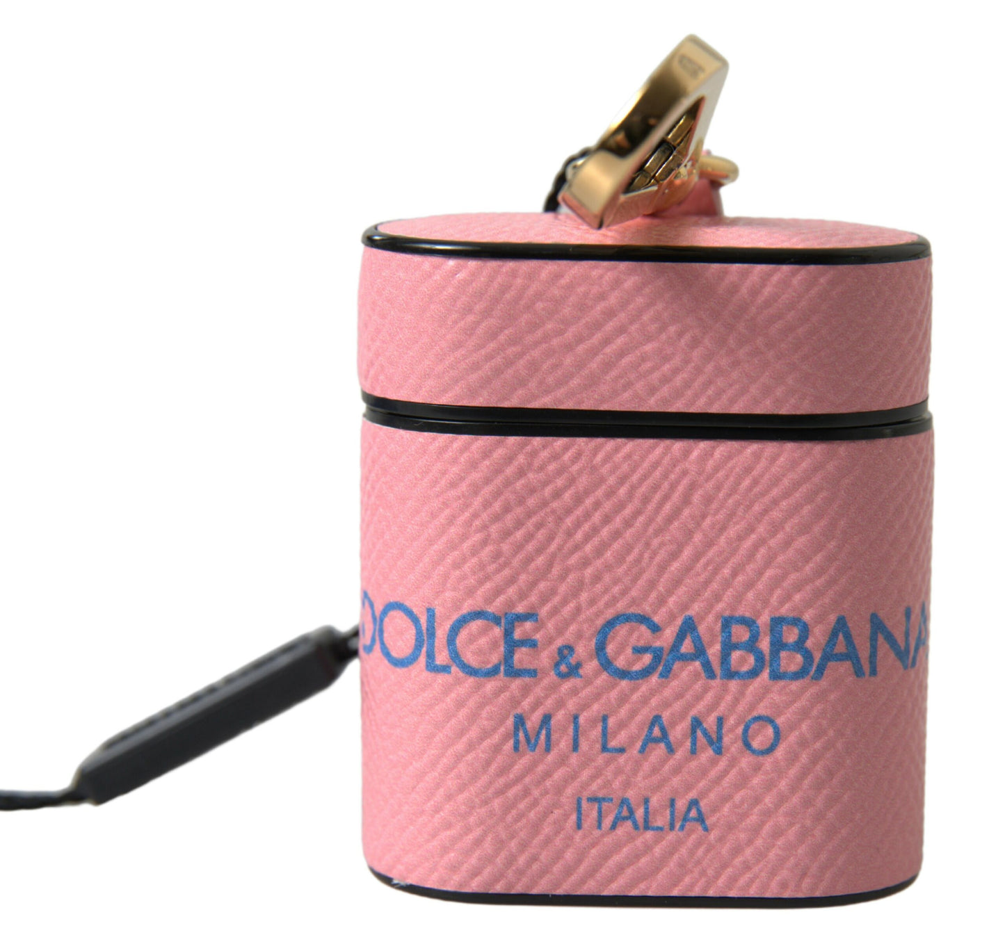 Dolce & Gabbana Pink Blue Calf Leather Logo Print Strap Airpods Case Dolce & Gabbana