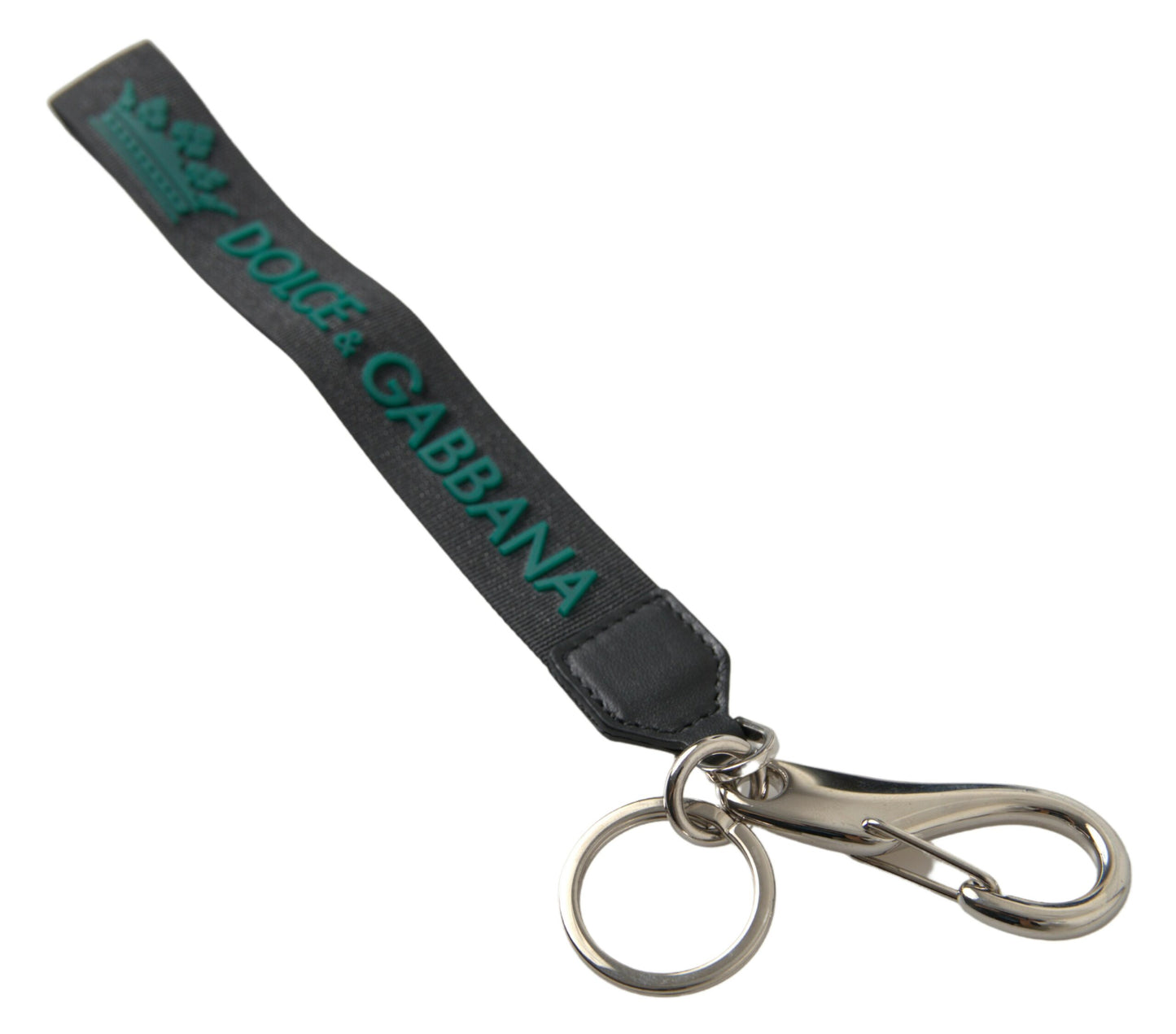 Dolce & Gabbana Black DG Logo Rubber Silver Tone Metal Keychain Dolce & Gabbana