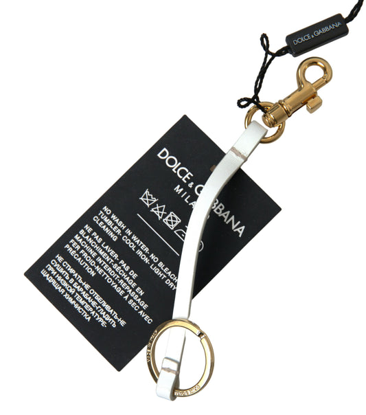 Dolce & Gabbana Black Silicone DG Logo Gold Brass Keychain Dolce & Gabbana