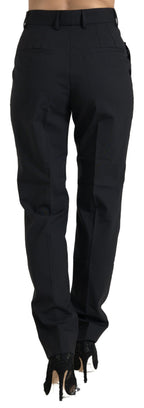 Dolce & Gabbana Black Wool High Waist Tapered Pants - Eljoys Fashion 