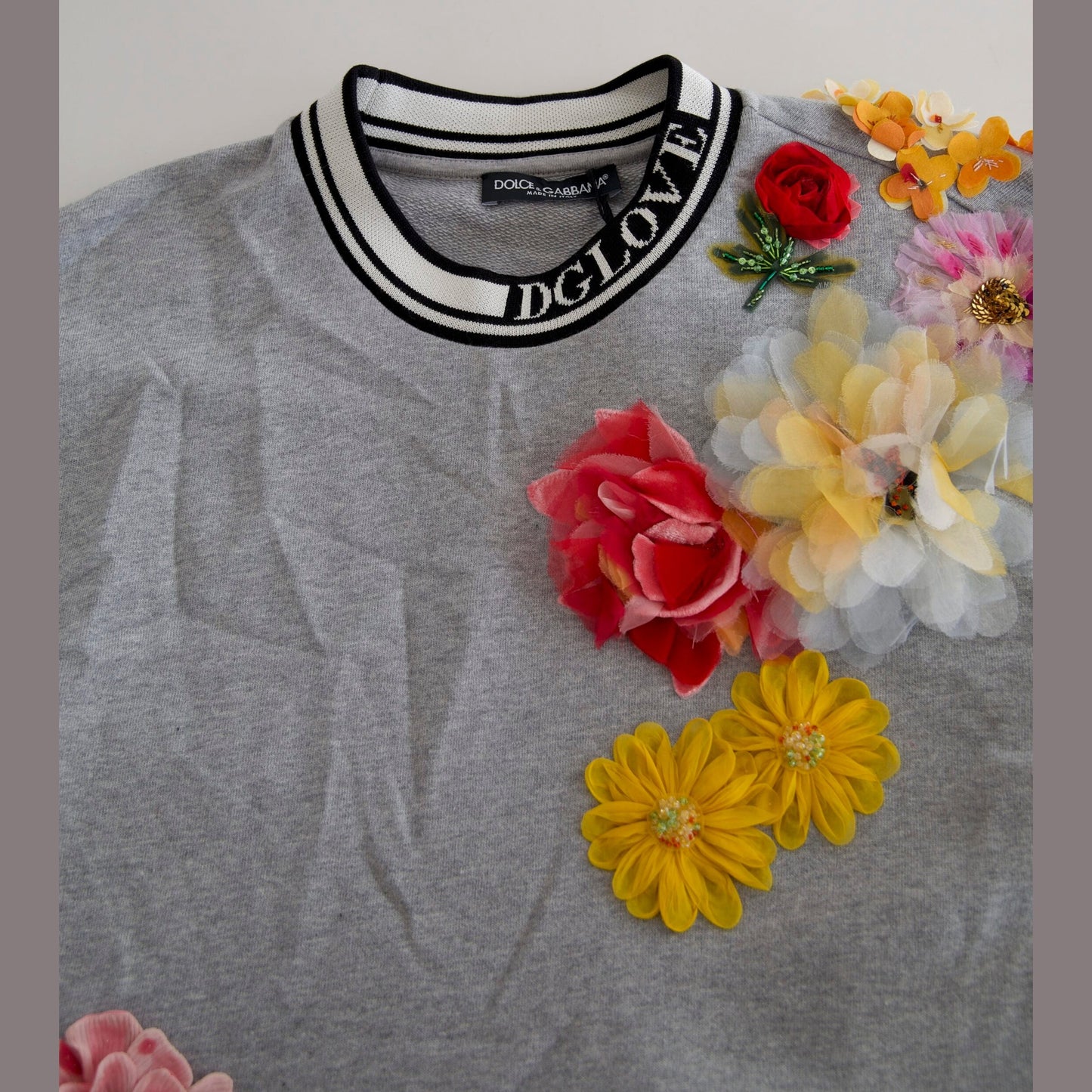 Dolce & Gabbana Gray DG Amore Queen Floral Pullover Sweater Dolce & Gabbana