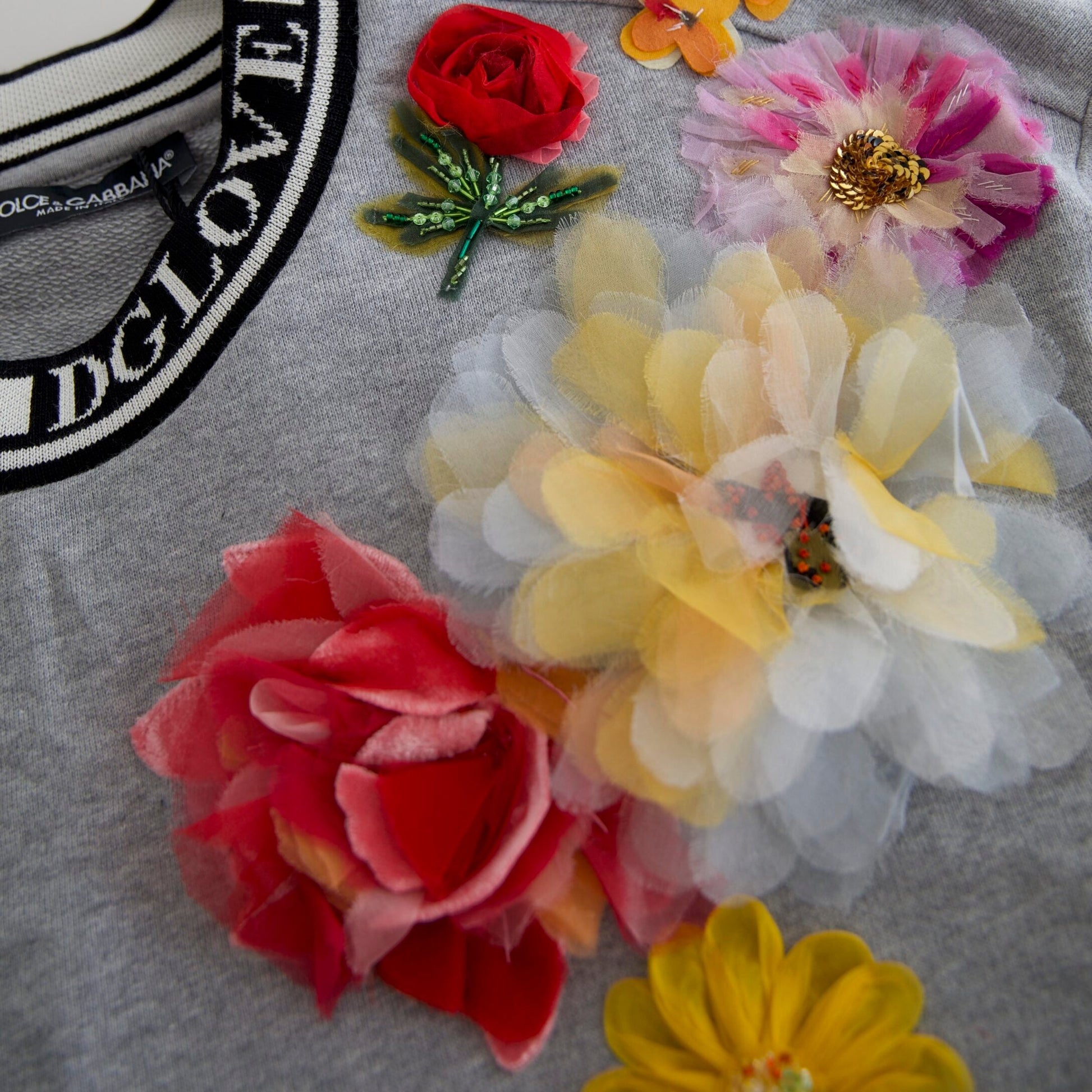 Dolce & Gabbana Gray DG Amore Queen Floral Pullover Sweater Dolce & Gabbana