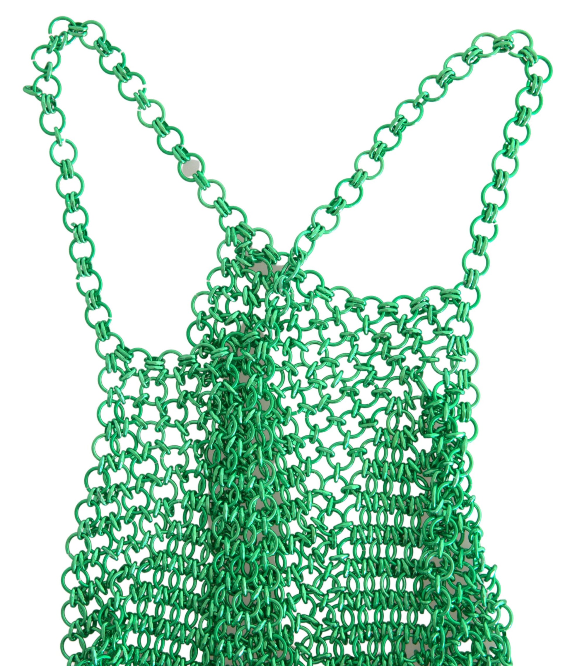 Dolce & Gabbana Green Aluminum Sleeveless Halter Cropped Tank Top Dolce & Gabbana