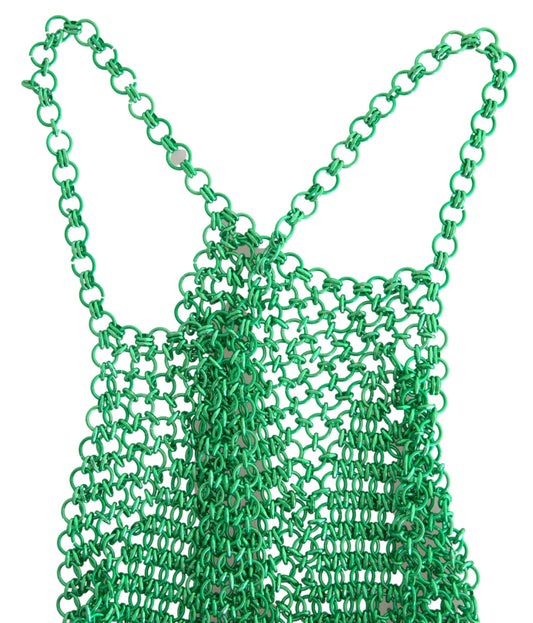 Dolce & Gabbana Green Aluminum Sleeveless Halter Cropped Tank Top Dolce & Gabbana