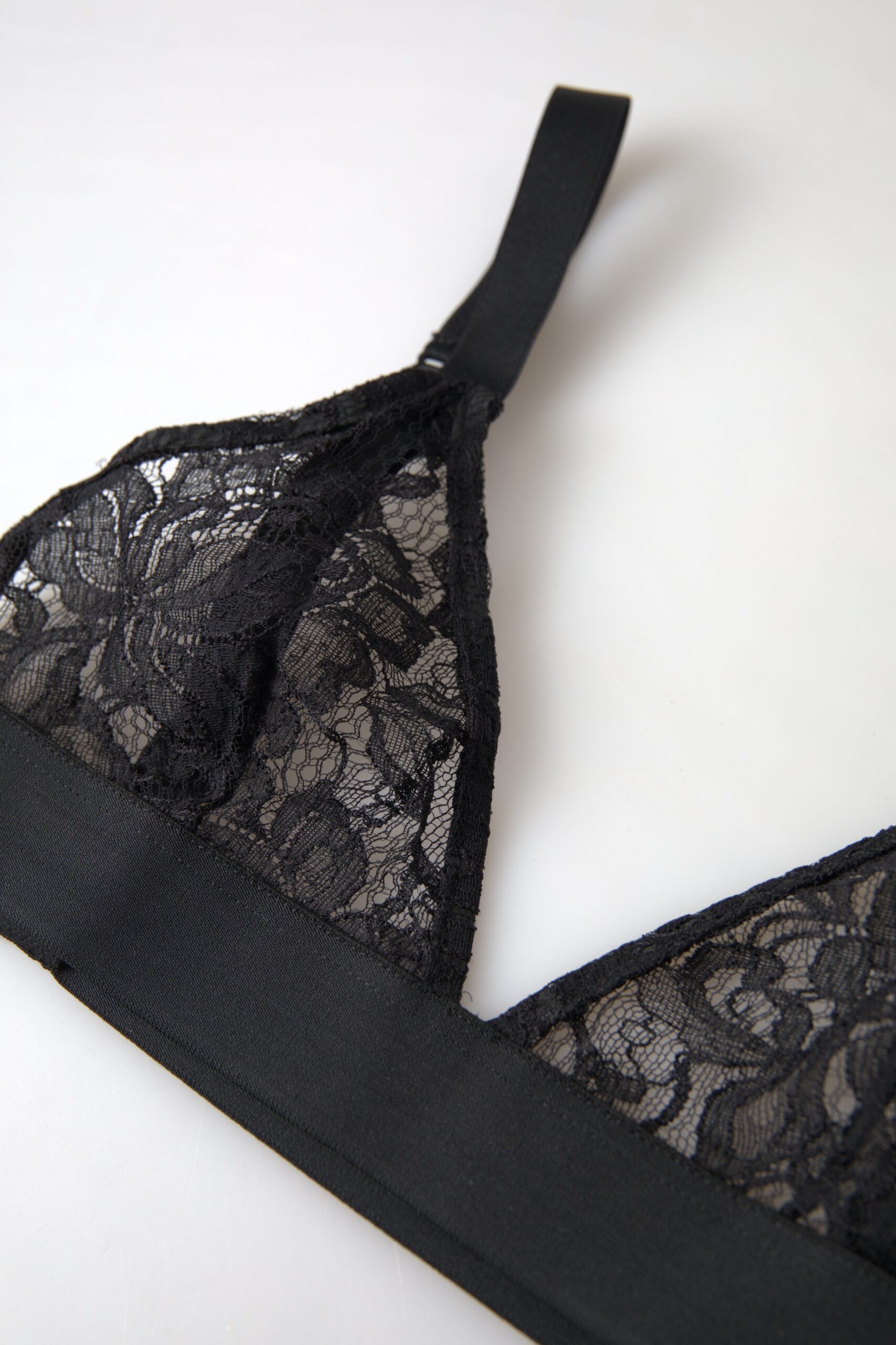 Dolce & Gabbana Black Floral Lace Nylon Stretch Bra Underwear Dolce & Gabbana