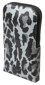Dolce & Gabbana Gray Leopard Leather Men Purse Crossbody Sling Phone Bag - Eljoys Fashion 