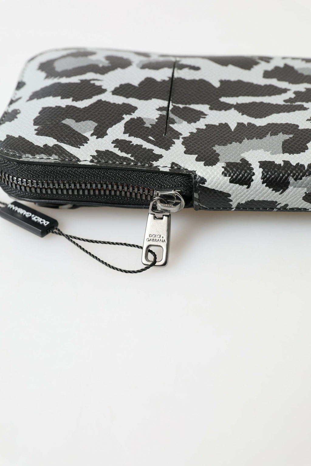 Dolce & Gabbana Gray Leopard Leather Men Purse Crossbody Sling Phone Bag - Eljoys Fashion 