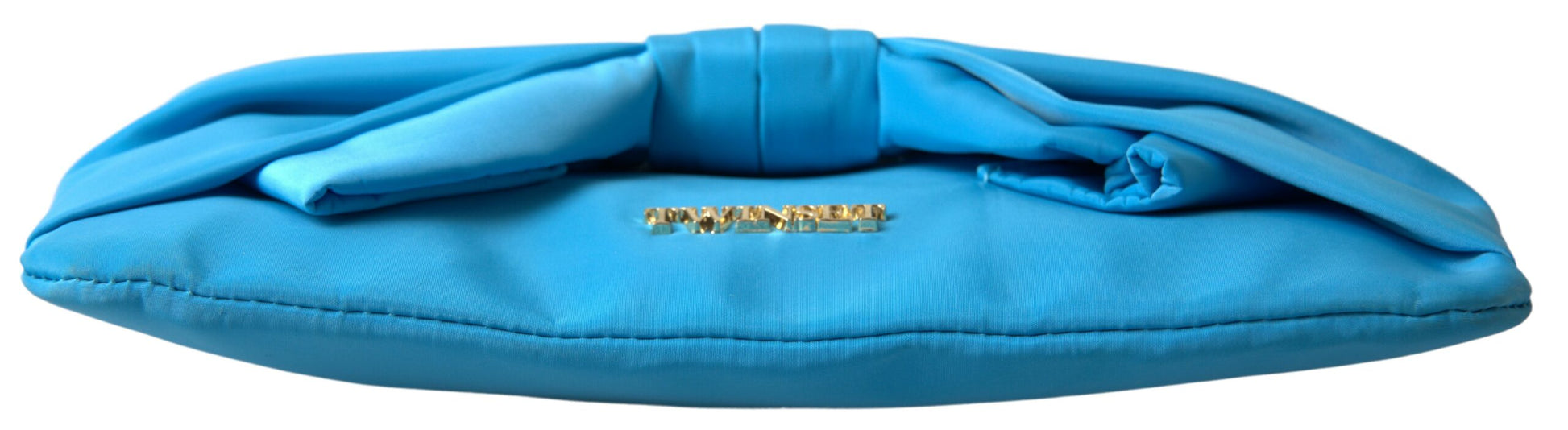 Twinset Blue Tafta Silk Large Bow Zipper Clutch Women Borse Logo Bag Twinset