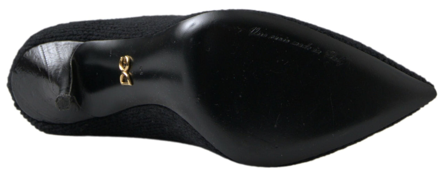 Dolce & Gabbana Black Stiletto Heel Mid Calf Women Boot Shoes Dolce & Gabbana