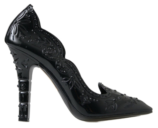 Dolce & Gabbana Black CINDERELLA Floral Crystal Heels Shoes Dolce & Gabbana