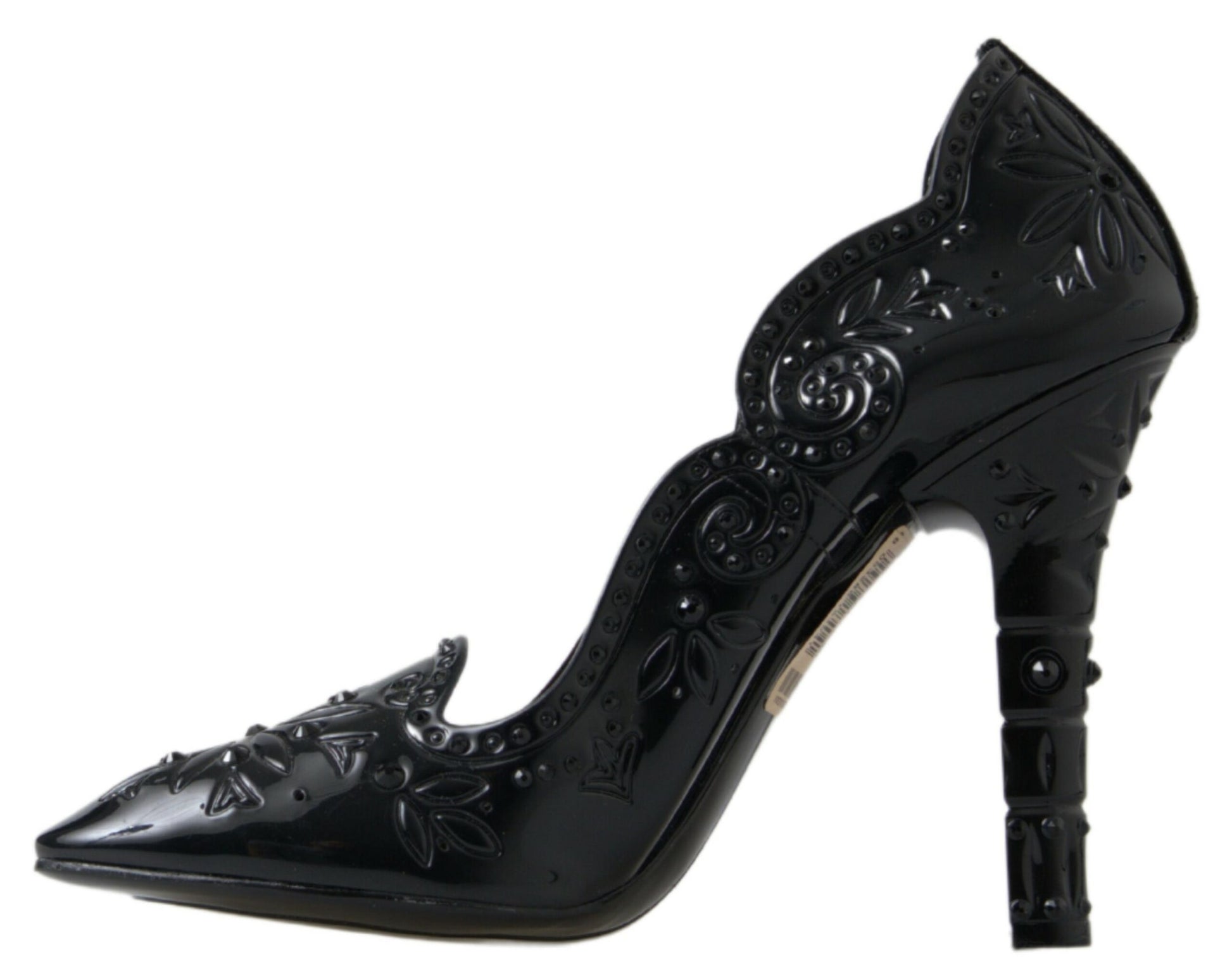 Dolce & Gabbana Black CINDERELLA Floral Crystal Heels Shoes Dolce & Gabbana