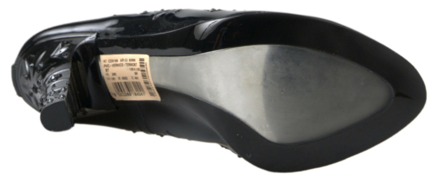 Dolce & Gabbana Black CINDERELLA Floral Crystal Heels Shoes Dolce & Gabbana