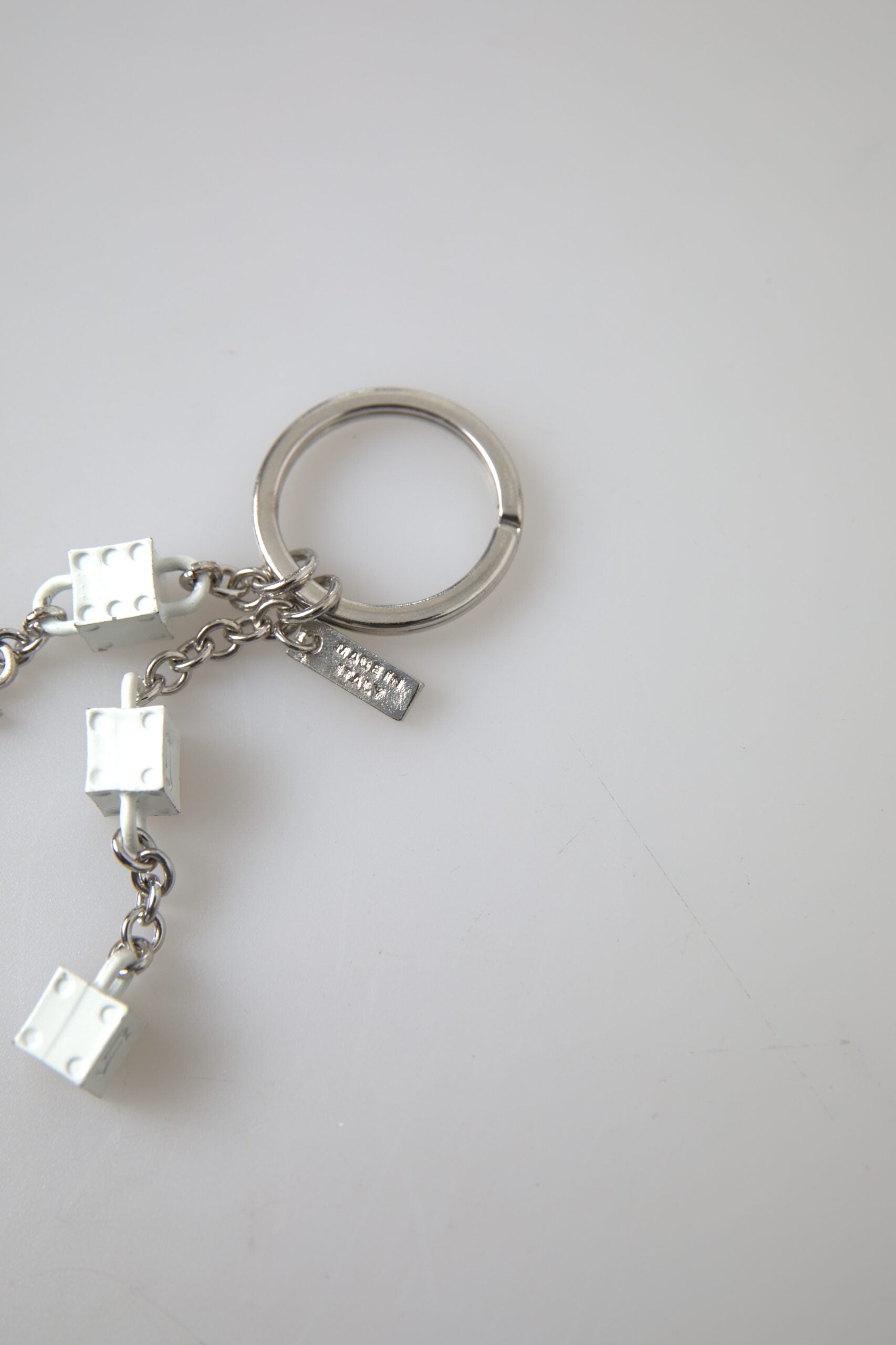 Dolce & Gabbana Silver Tone Metal DG Logo Engraved Keyring Keychain Dolce & Gabbana