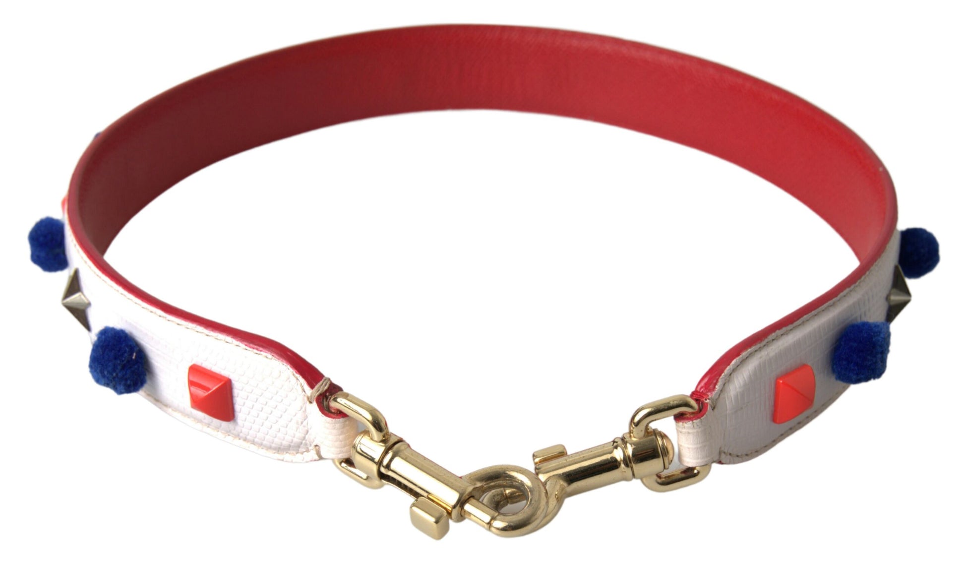 Dolce & Gabbana White Leather Studded Bag Shoulder Strap Dolce & Gabbana