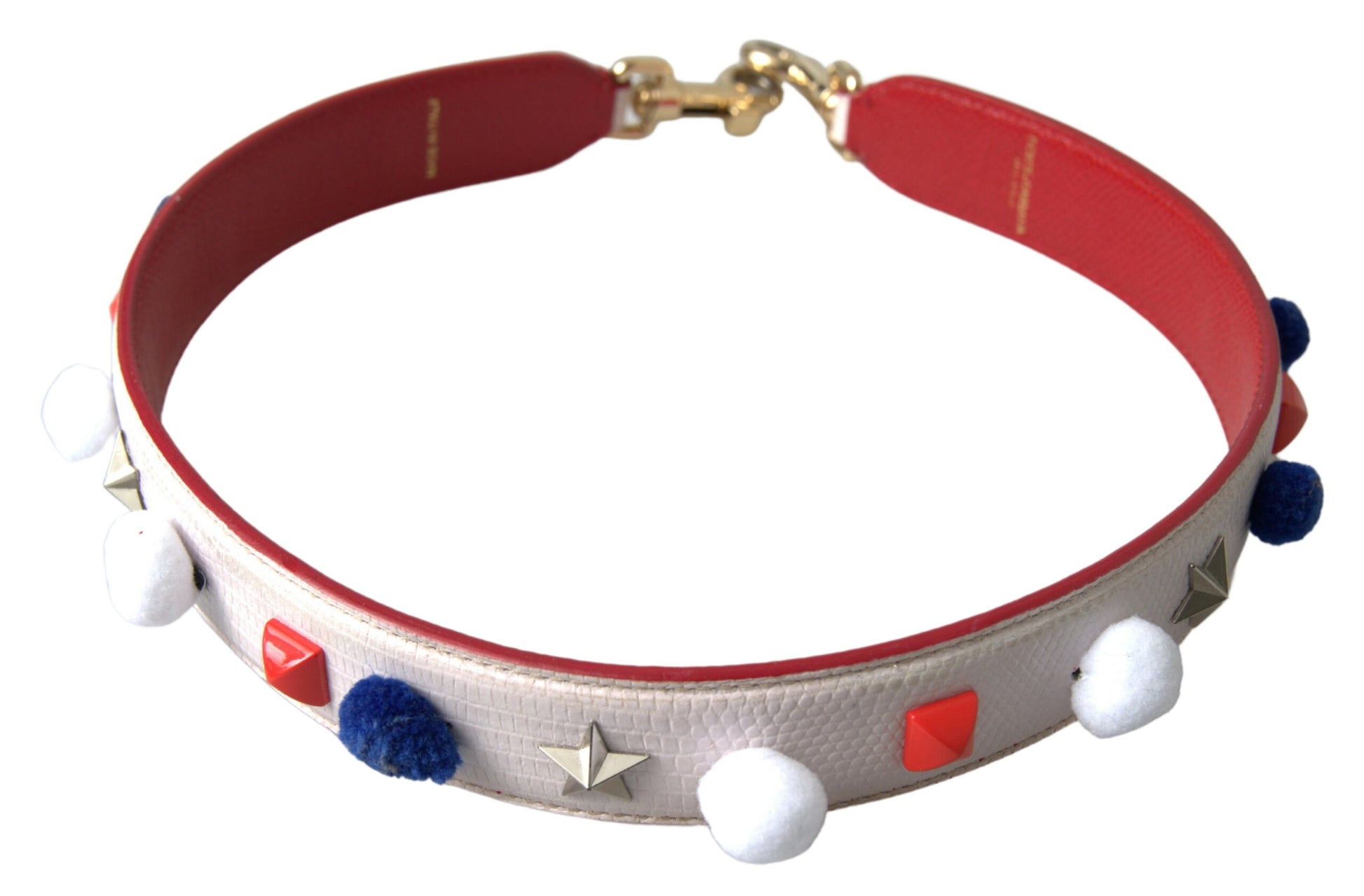 Dolce & Gabbana White Leather Studded Bag Shoulder Strap Dolce & Gabbana