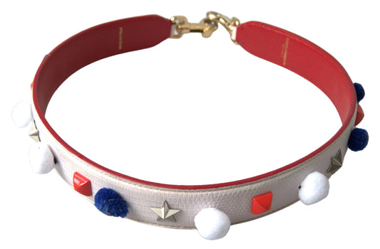 Dolce & Gabbana White Leather Studded Bag Shoulder Strap Dolce & Gabbana