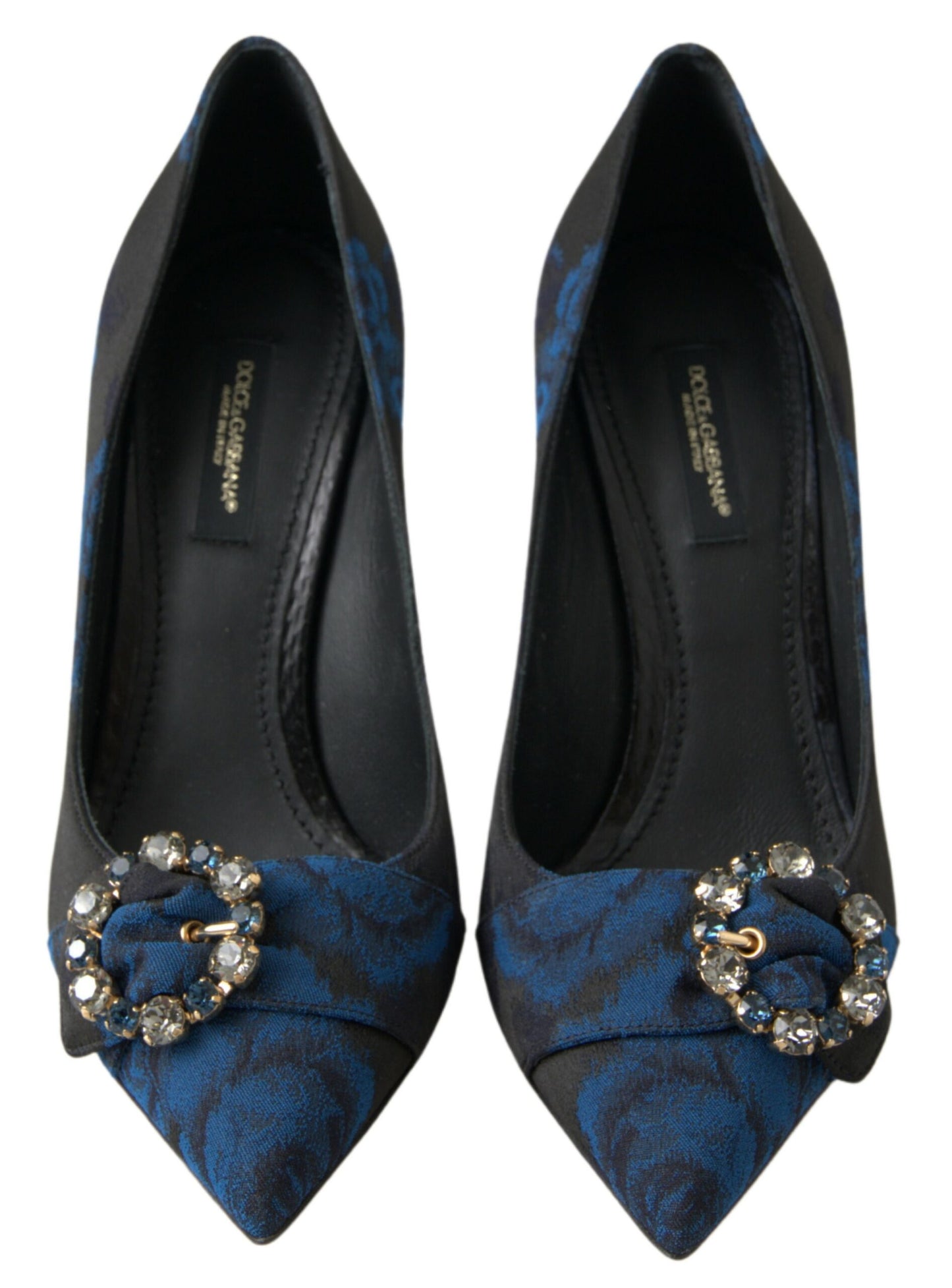 Dolce & Gabbana Blue Floral Ayers Crystal Pumps Shoes Dolce & Gabbana