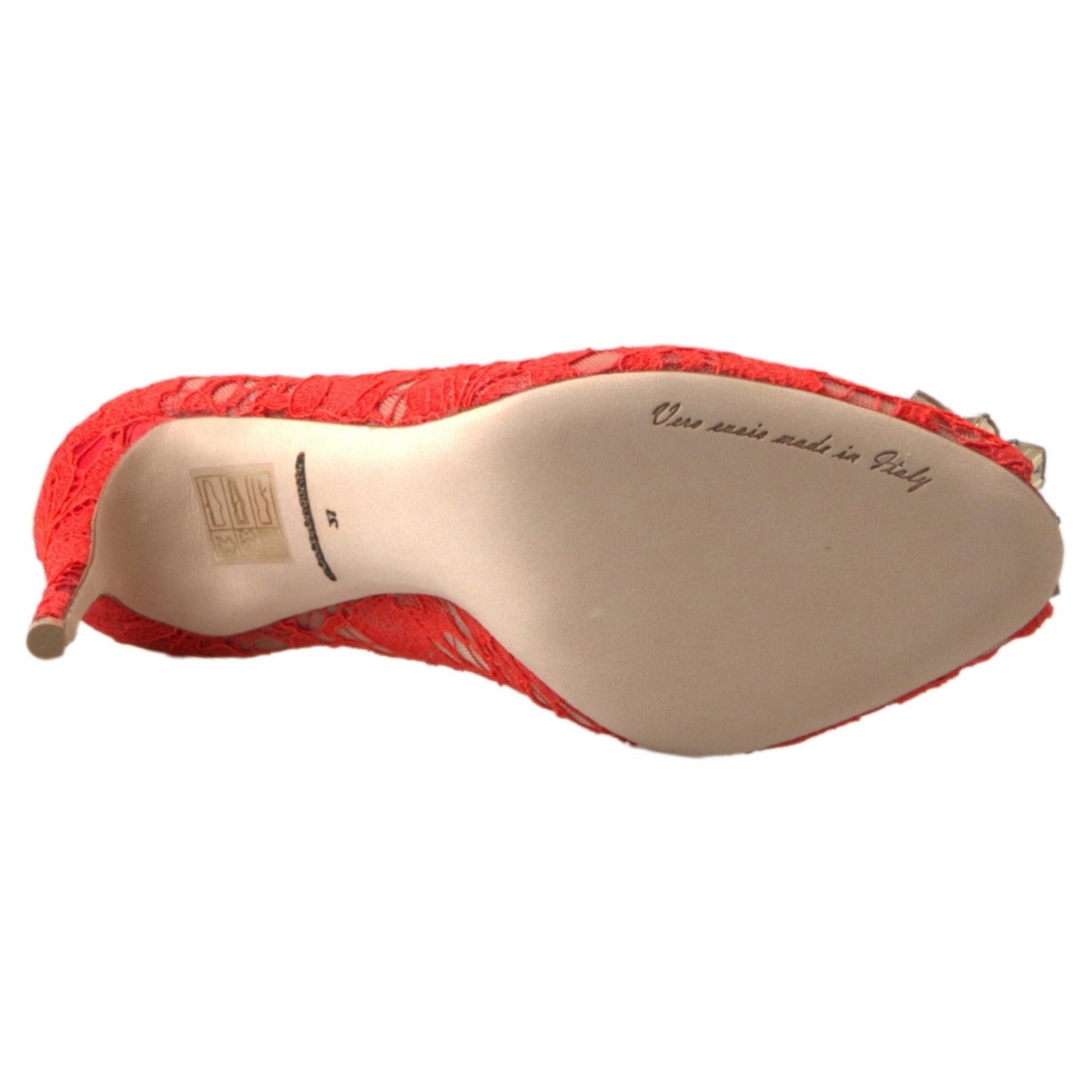 Dolce & Gabbana Red Taormina Lace Crystal Heels Pumps Shoes Dolce & Gabbana