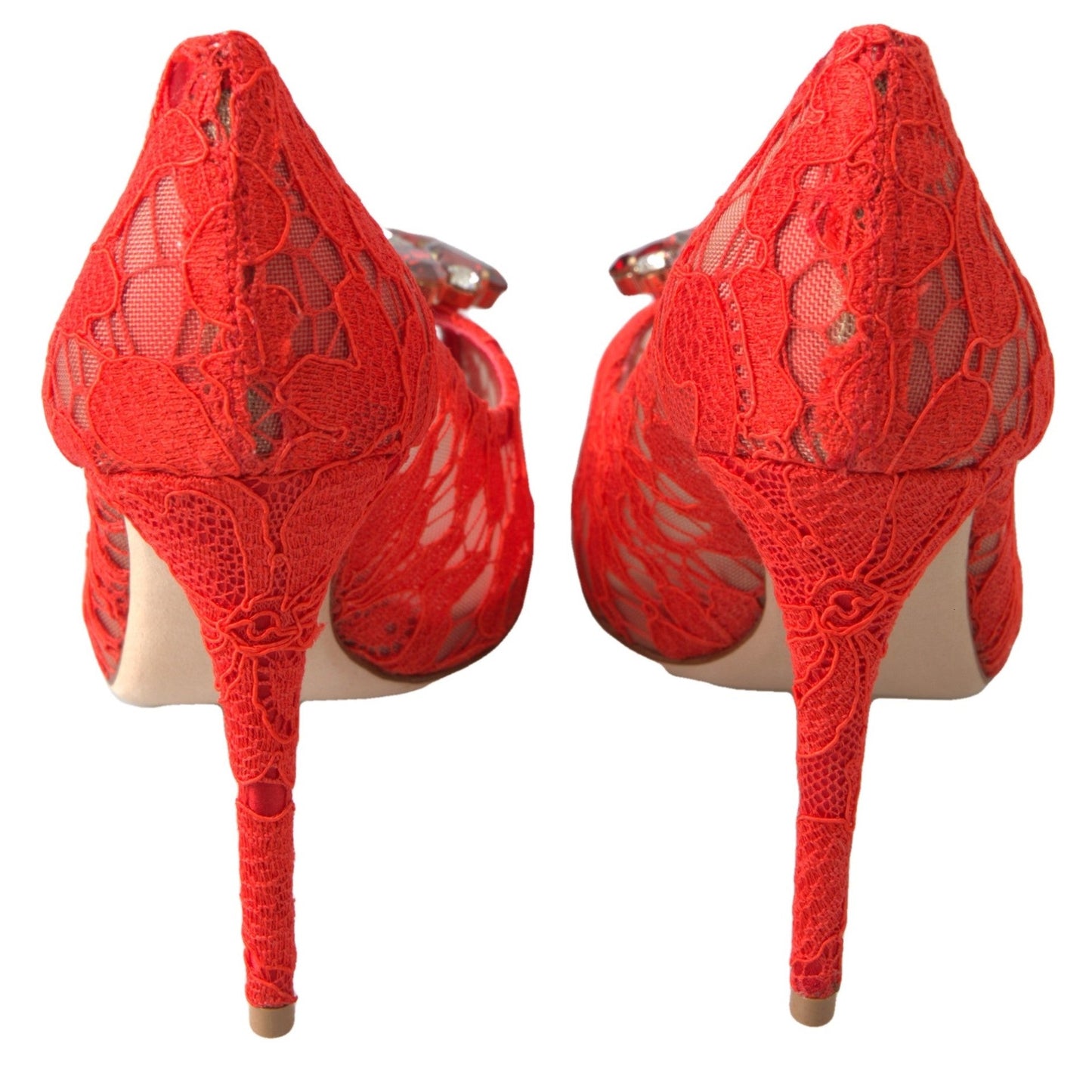 Dolce & Gabbana Red Taormina Lace Crystal Heels Pumps Shoes Dolce & Gabbana