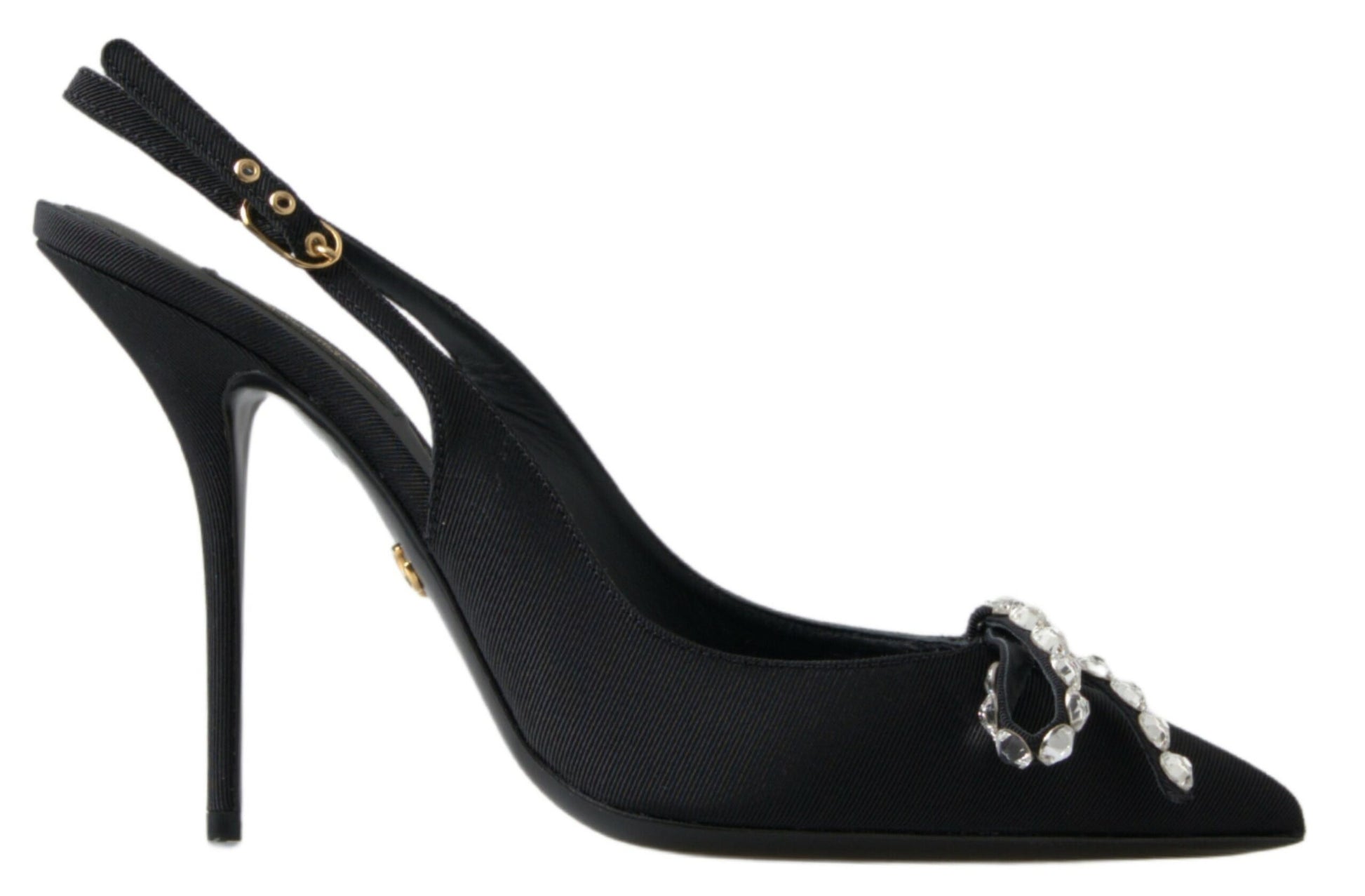 Dolce & Gabbana Black Crystal Embellished Slingback Heel Shoes Dolce & Gabbana