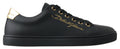 Dolce & Gabbana black and gold leather classic sneakers with stylish design and comfortable fit.
