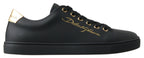 Dolce & Gabbana black and gold leather classic sneakers with stylish design and comfortable fit.