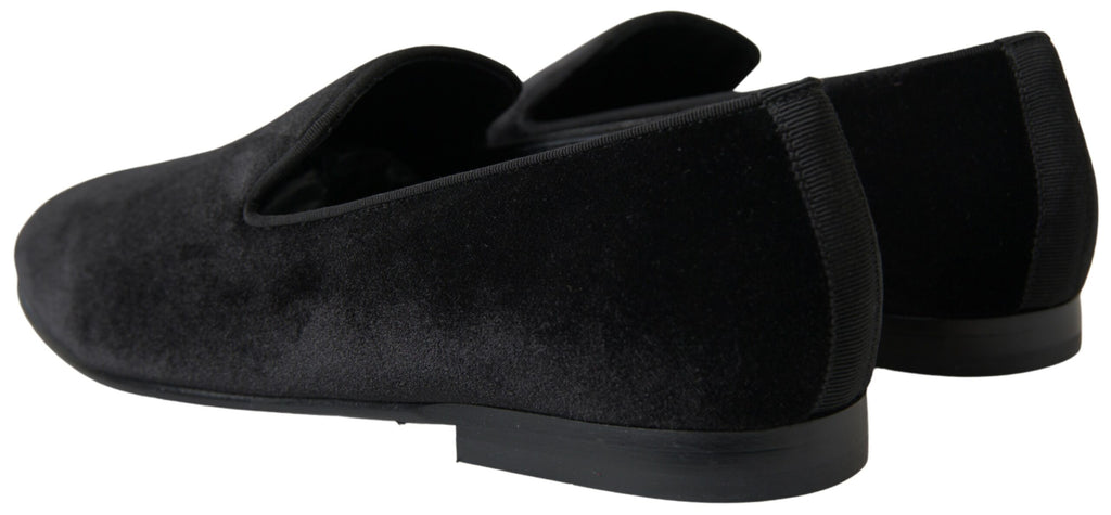 Dolce & Gabbana Black Velvet Loafers Formal Shoes - Eljoys Fashion 
