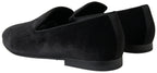 Dolce & Gabbana Black Velvet Loafers Formal Shoes - Eljoys Fashion 