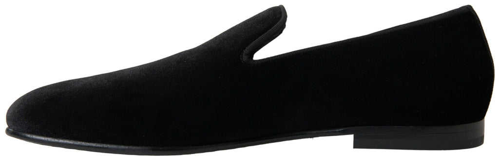 Dolce & Gabbana Black Velvet Loafers Formal Shoes - Eljoys Fashion 