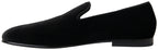 Dolce & Gabbana Black Velvet Loafers Formal Shoes - Eljoys Fashion 