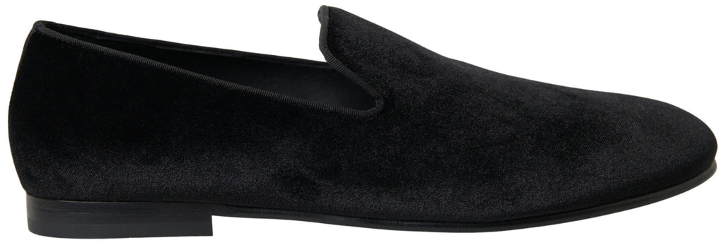 Dolce & Gabbana Black Velvet Loafers Formal Shoes - Eljoys Fashion 