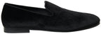 Dolce & Gabbana Black Velvet Loafers Formal Shoes - Eljoys Fashion 
