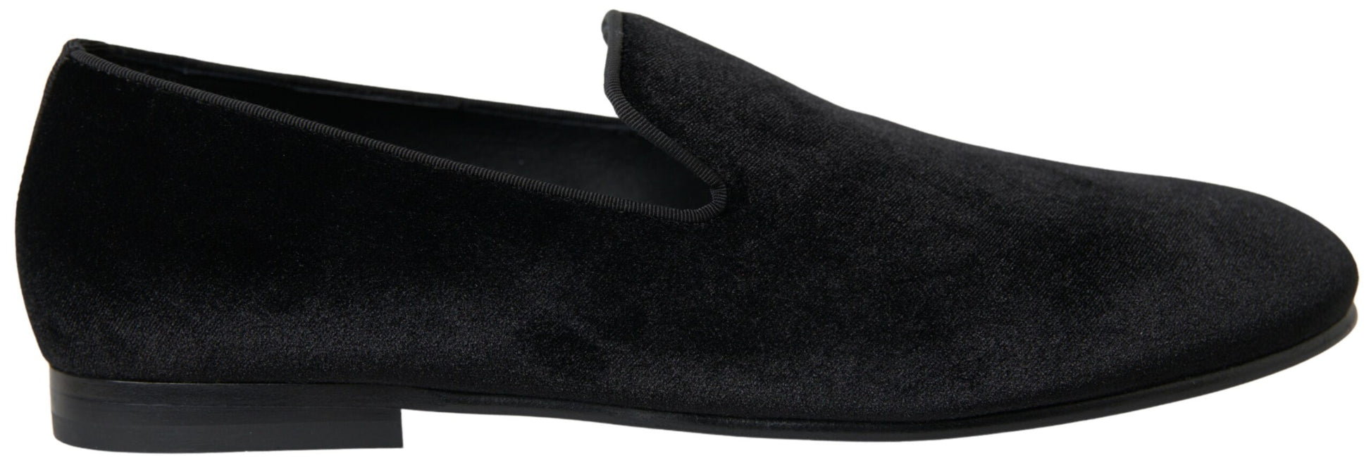 Dolce & Gabbana Black Velvet Loafers Formal Shoes Dolce & Gabbana