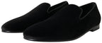 Dolce & Gabbana Black Velvet Loafers Formal Shoes - Eljoys Fashion 