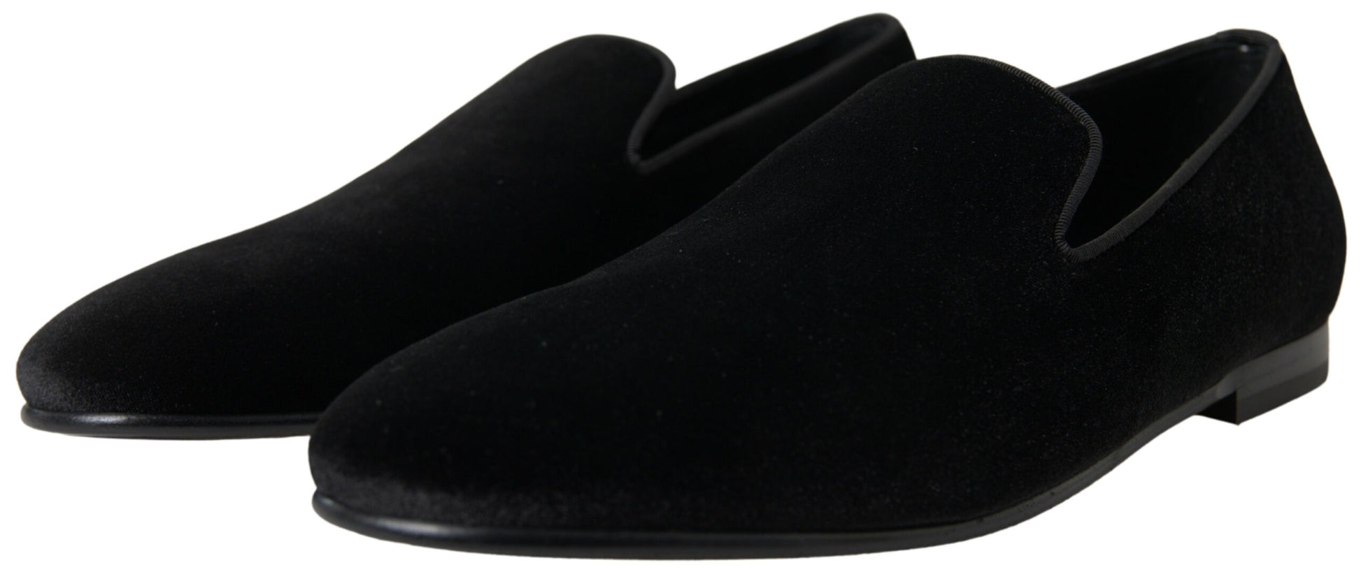 Dolce & Gabbana Black Velvet Loafers Formal Shoes Dolce & Gabbana