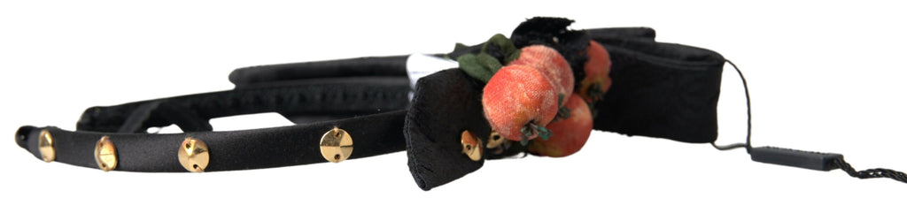 Dolce & Gabbana Black with multicolor Fig Fruit Crystal Tiara Diadem Headband - Eljoys Fashion 