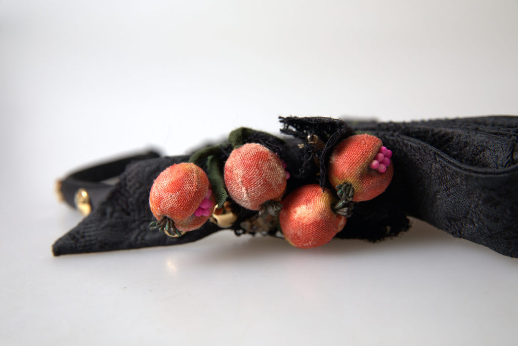 Dolce & Gabbana Black with multicolor Fig Fruit Crystal Tiara Diadem Headband - Eljoys Fashion 