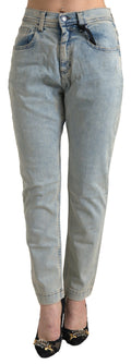 Dolce & Gabbana Blue Washed Cotton Mid Waist Skinny Jeans - Eljoys Fashion 