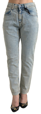 Dolce & Gabbana Blue Washed Cotton Mid Waist Skinny Jeans - Eljoys Fashion 
