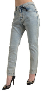 Dolce & Gabbana Blue Washed Cotton Mid Waist Skinny Jeans - Eljoys Fashion 