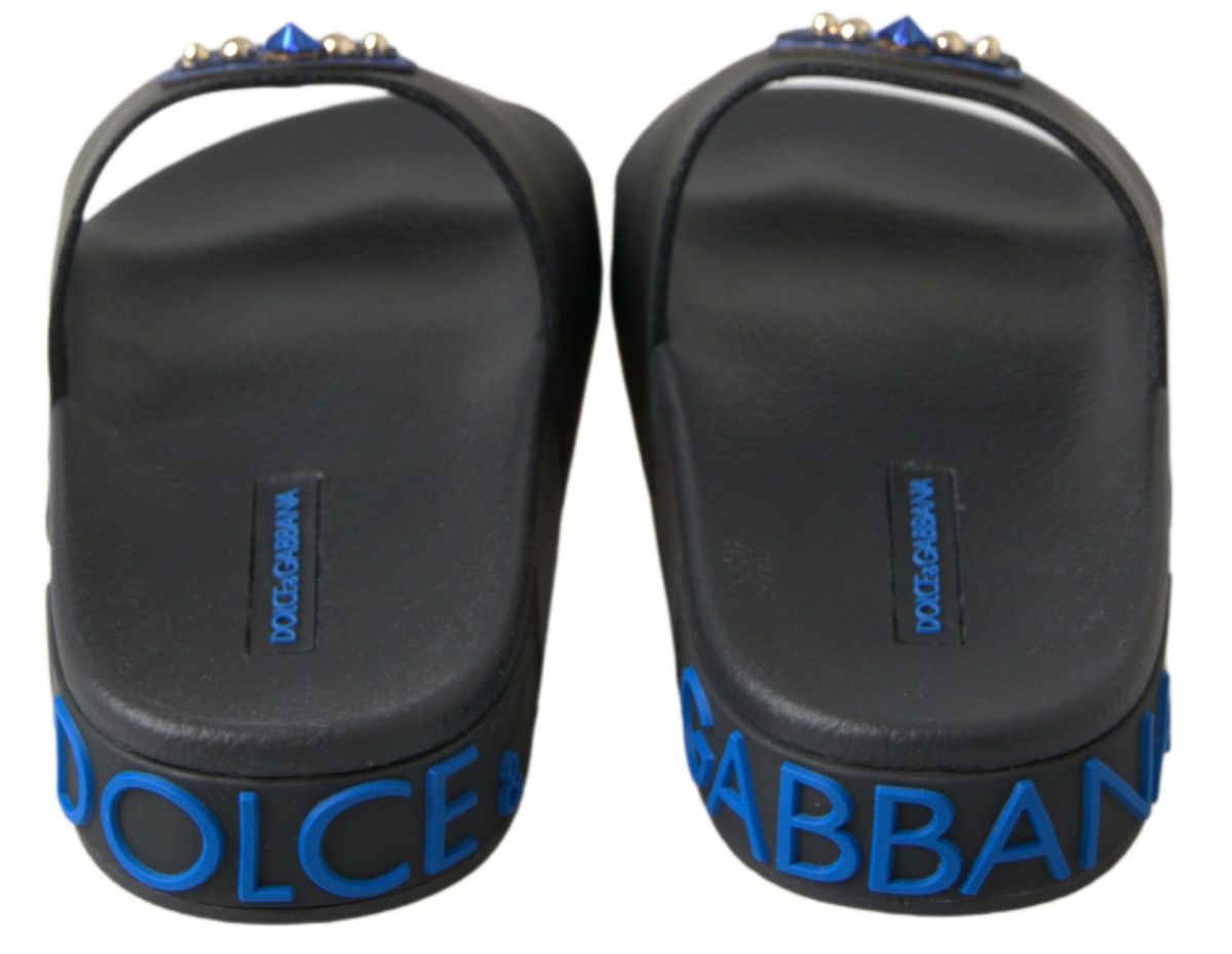 Dolce & Gabbana Black Slides Sandals Beach Saint Barth Shoes Dolce & Gabbana