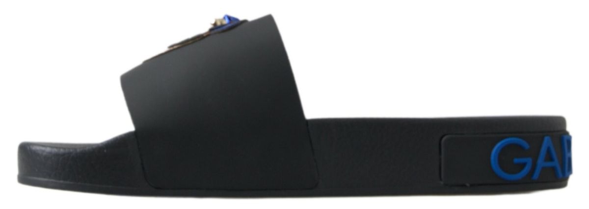 Dolce & Gabbana Black Slides Sandals Beach Saint Barth Shoes Dolce & Gabbana