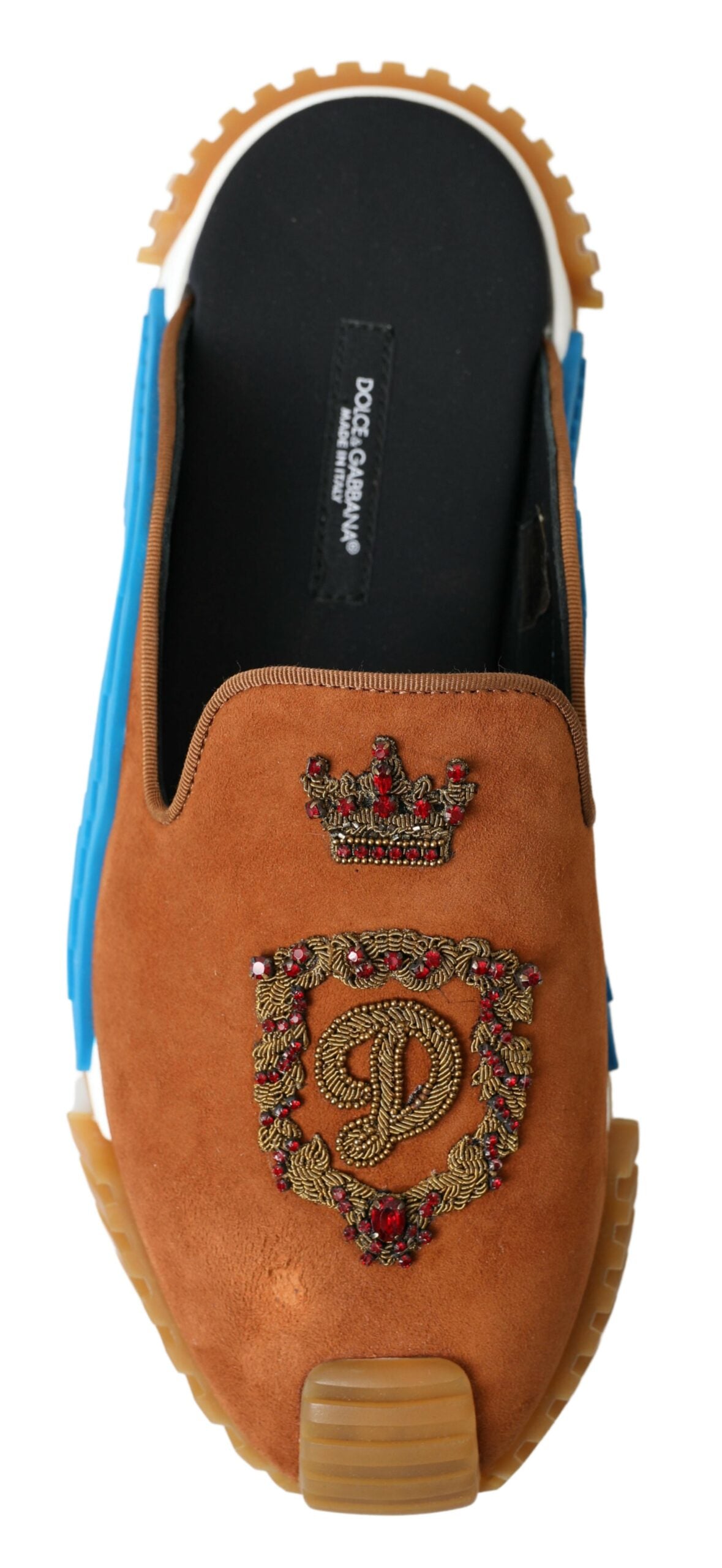 Dolce & Gabbana Brown Suede Crown Logo NS1 Slides Sandals Dolce & Gabbana