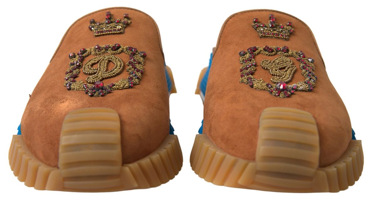 Dolce & Gabbana Brown Suede Crown Logo NS1 Slides Sandals Dolce & Gabbana