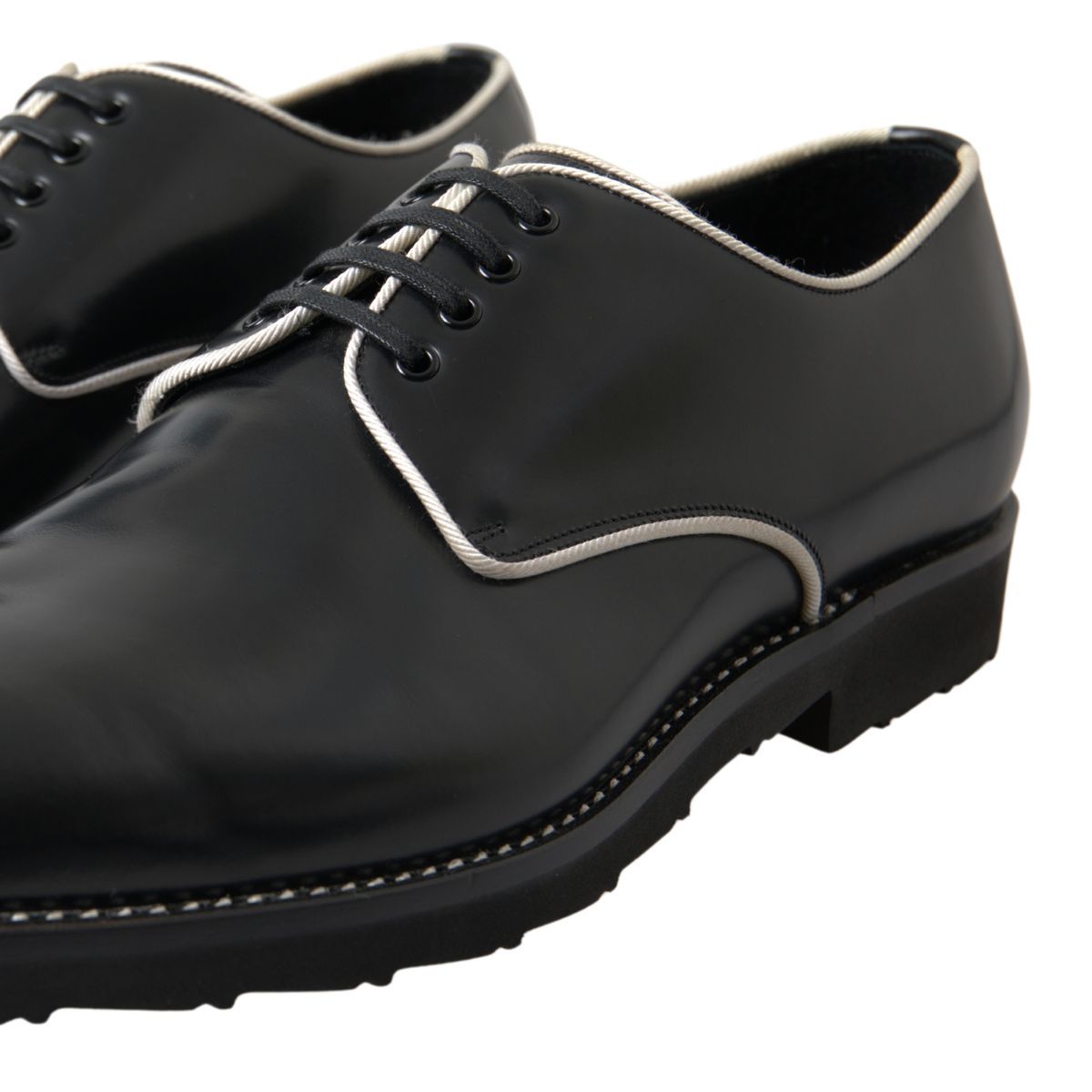 Dolce & Gabbana Black White Leather Formal Shoes Dolce & Gabbana