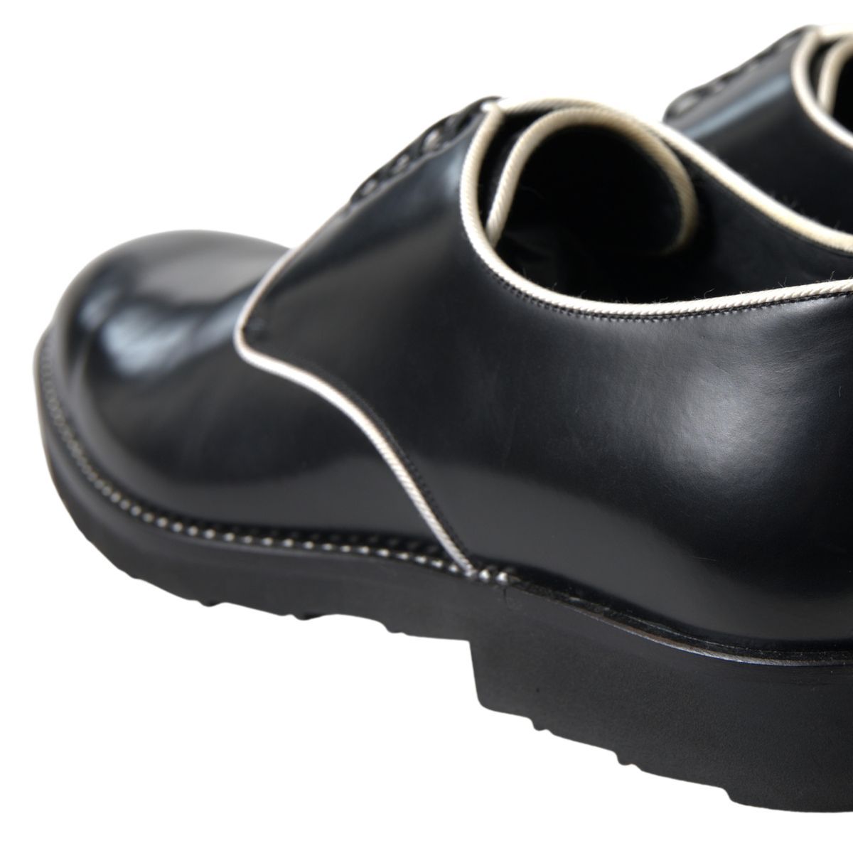 Dolce & Gabbana Black White Leather Formal Shoes Dolce & Gabbana