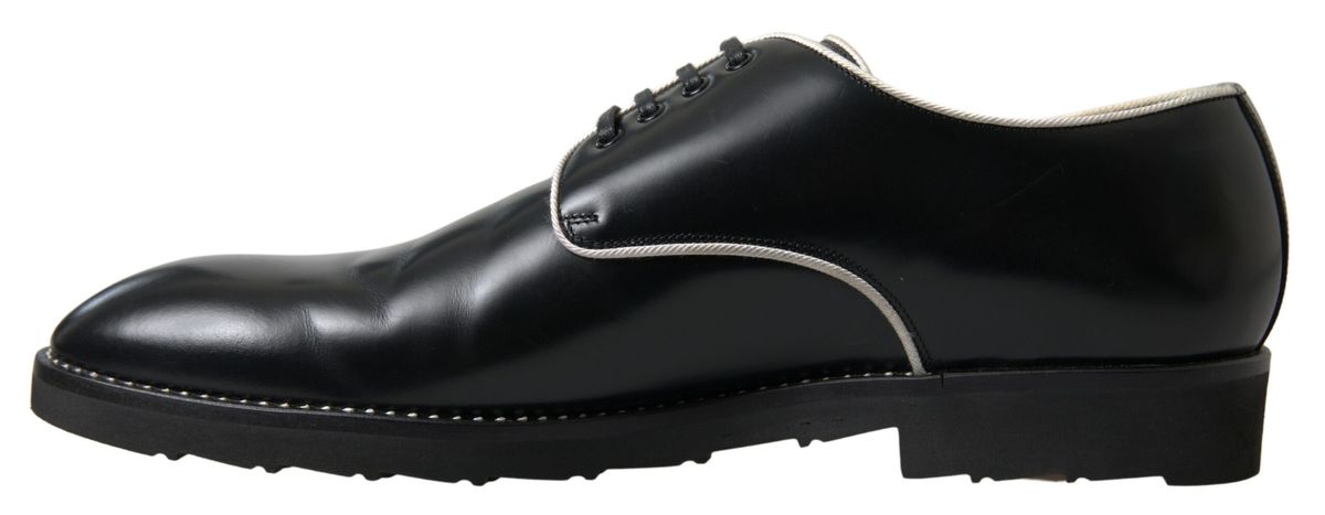 Dolce & Gabbana Black White Leather Formal Shoes Dolce & Gabbana