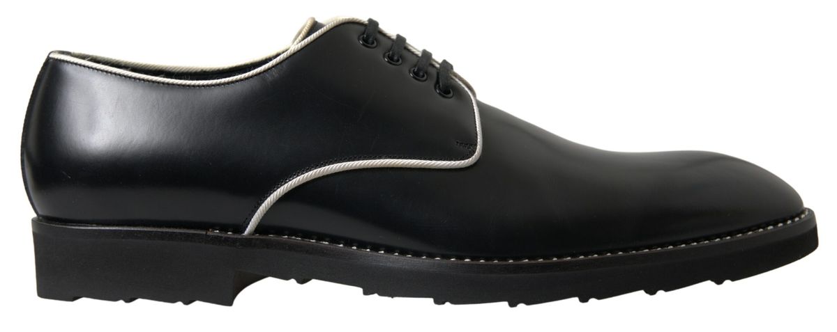 Dolce & Gabbana Black White Leather Formal Shoes Dolce & Gabbana